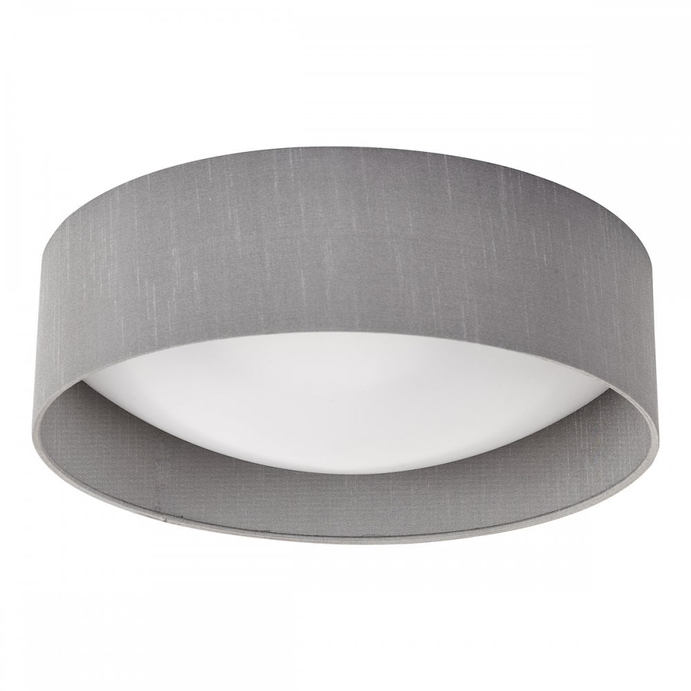 Dar NYS5039 Nysa 2 Light Flush Grey Faux Silk 40cm