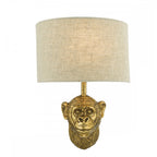 Dar RAU0735 Raul Monkey Wall Light Gold With Natural Linen Shade