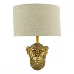 Dar RAU0735 Raul Monkey Wall Light Gold With Natural Linen Shade