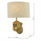 Dar RAU0735 Raul Monkey Wall Light Gold With Natural Linen Shade