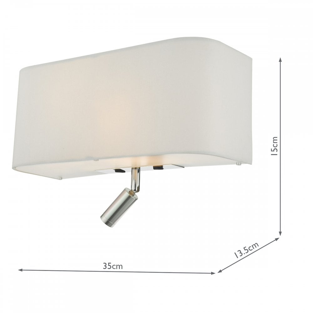 Dar RON712L Ronda 3 Light Wall Light Ivory With LED Reading Light