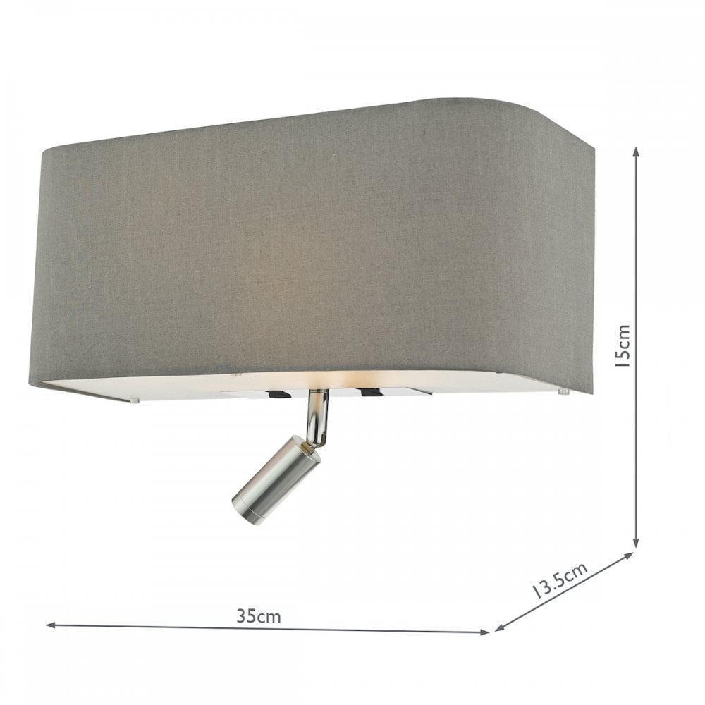 Dar RON7139L Ronda 3 Light Wall Light Grey With LED Reading Light