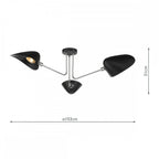 Dar SEB0322 Sebastian 3 Light Semi Flush Matt Black Polished Chrome