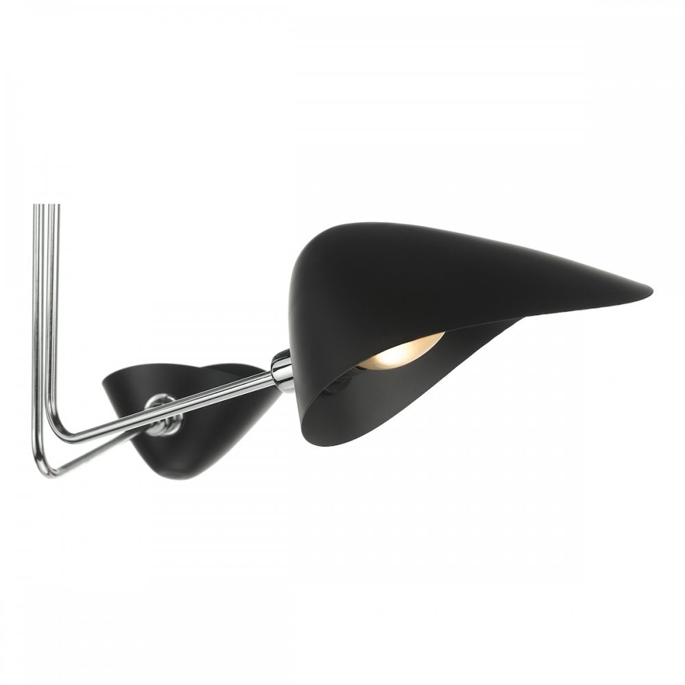 Dar SEB0322 Sebastian 3 Light Semi Flush Matt Black Polished Chrome