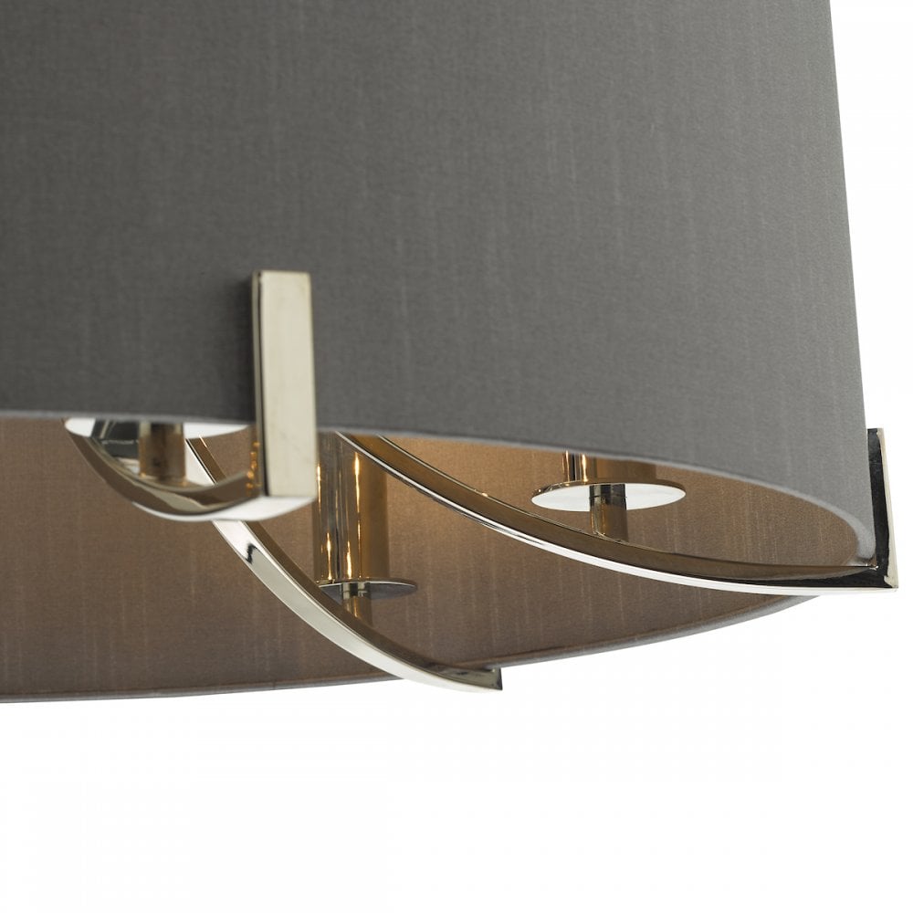 Dar VEY0639 Veyron 6 Light Pendant Polished Nickel With Grey Shade