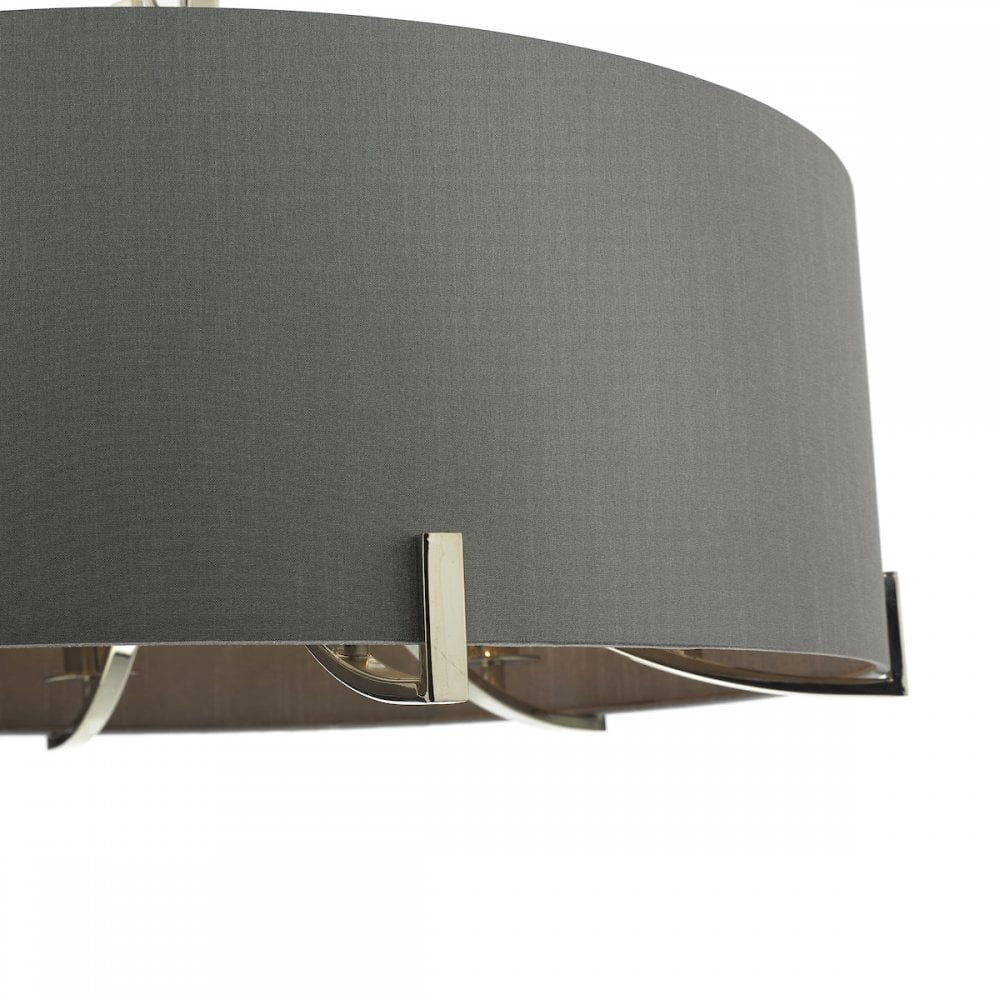Dar VEY0639 Veyron 6 Light Pendant Polished Nickel With Grey Shade