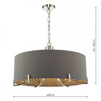 Dar VEY0639 Veyron 6 Light Pendant Polished Nickel With Grey Shade