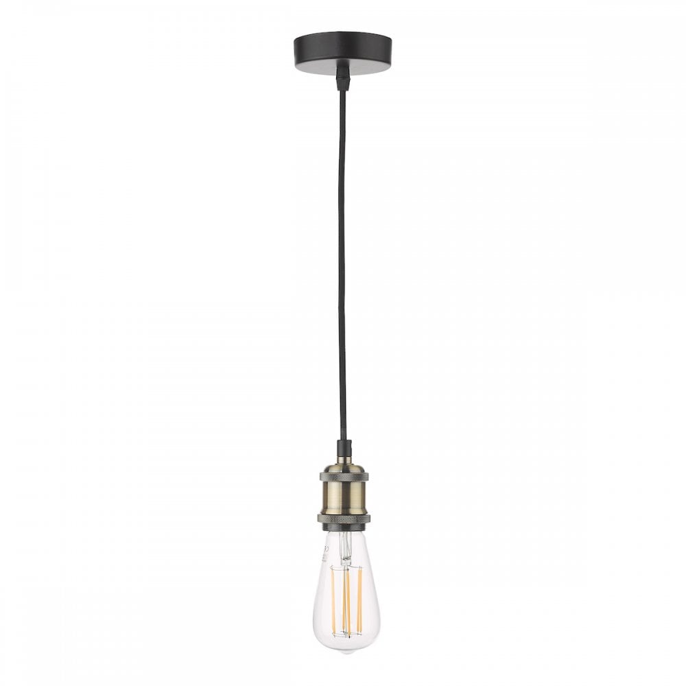 Dar WAC0175 Waco Single E27 Suspension Antique Brass Matt Black