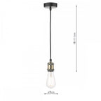 Dar WAC0175 Waco Single E27 Suspension Antique Brass Matt Black