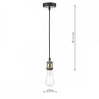 Dar WAC0175 Waco Single E27 Suspension Antique Brass Matt Black