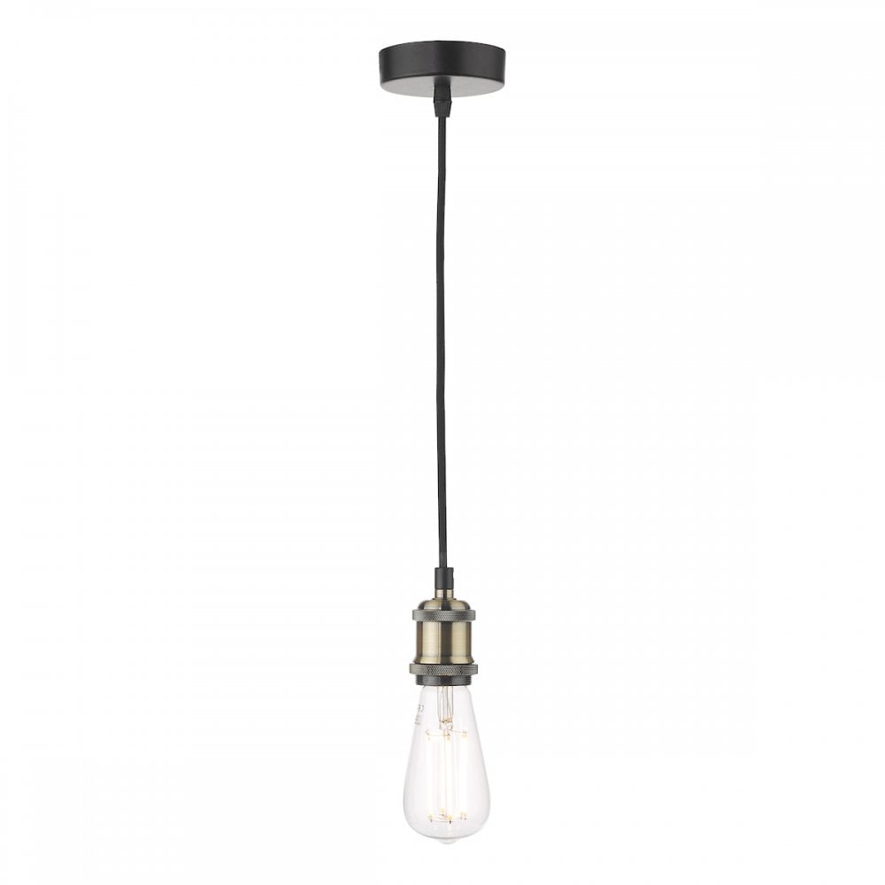Dar WAC0175 Waco Single E27 Suspension Antique Brass Matt Black