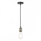 Dar WAC0175 Waco Single E27 Suspension Antique Brass Matt Black