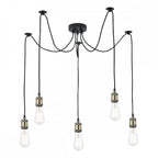 Dar WAC0575 Waco 5 Light Pendant Antique Brass Matt Black