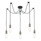 Dar WAC0575 Waco 5 Light Pendant Antique Brass Matt Black