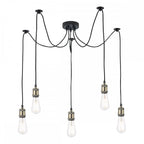 Dar WAC0575 Waco 5 Light Pendant Antique Brass Matt Black