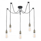 Dar WAC0575 Waco 5 Light Pendant Antique Brass Matt Black