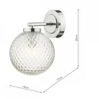 Dar WAY0750 Wayne Bathroom Wall Light Polished Chrome Glass