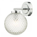 Dar WAY0750 Wayne Bathroom Wall Light Polished Chrome Glass