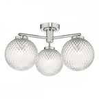Dar WAY5350 Wayne Bathroom 3 Light Semi Flush Polished Chrome Glass