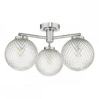Dar WAY5350 Wayne Bathroom 3 Light Semi Flush Polished Chrome Glass