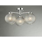 Dar WAY5350 Wayne Bathroom 3 Light Semi Flush Polished Chrome Glass