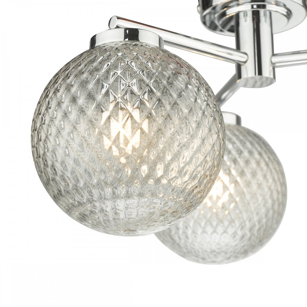 Dar WAY5350 Wayne Bathroom 3 Light Semi Flush Polished Chrome Glass