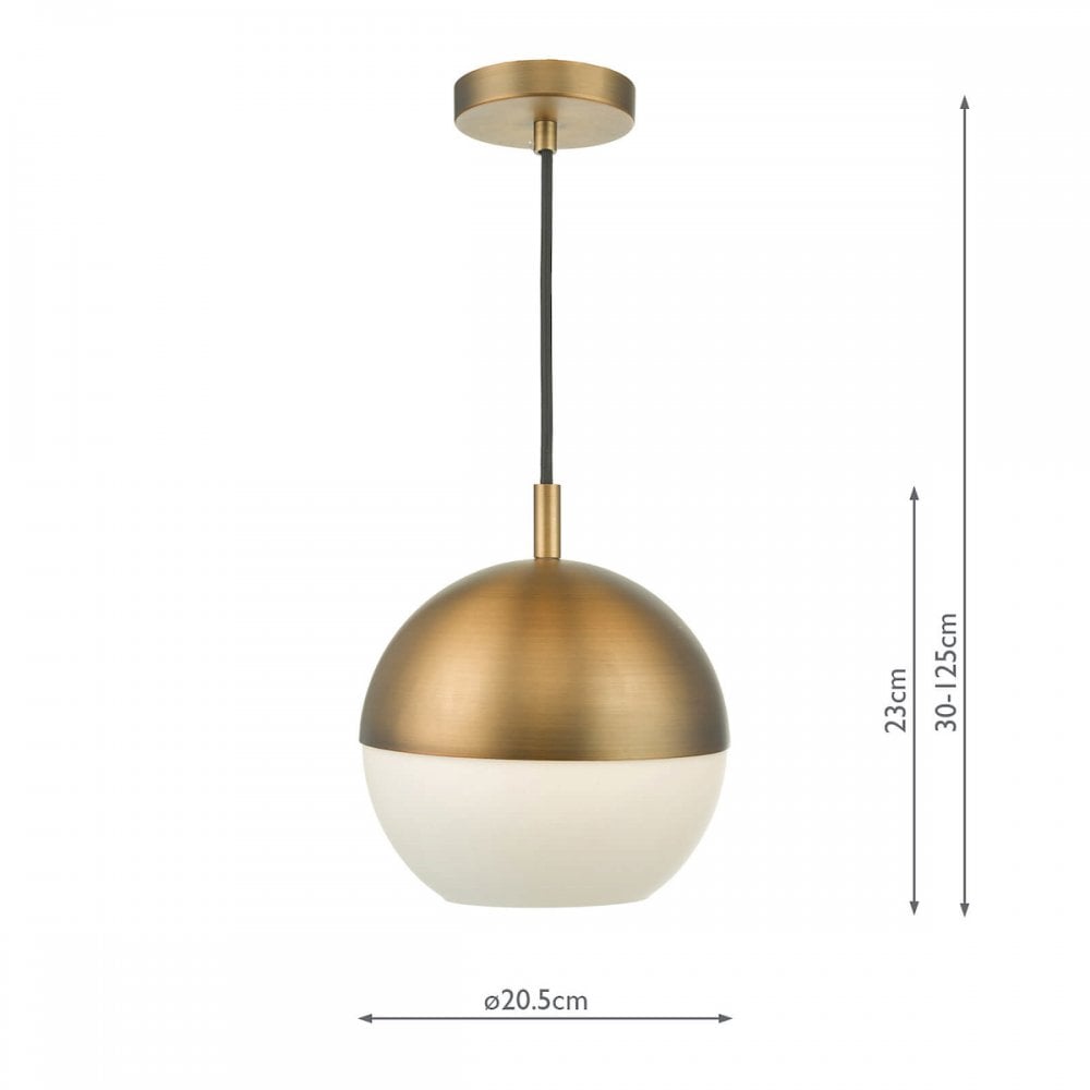 Dar AND0142 Andre 1 Light Pendant Aged Brass