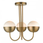 Dar AND0342 Andre 3 Light Semi Flush Aged Brass
