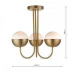 Dar AND0342 Andre 3 Light Semi Flush Aged Brass
