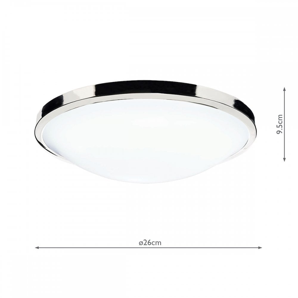 Dar DOV5250 Dover Bathroom Round Acrylic Flush IP44 Polished Chrome