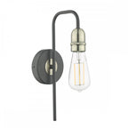 Dar KIE0722 Kiefer 1 Light Wall Light Black And Antique Brass