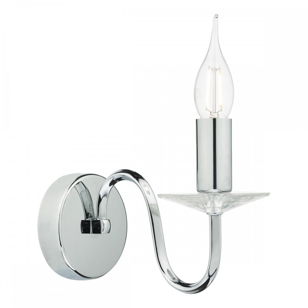 Dar PIQ0750 Pique Wall Light Polished Chrome And Clear Crystal Detail