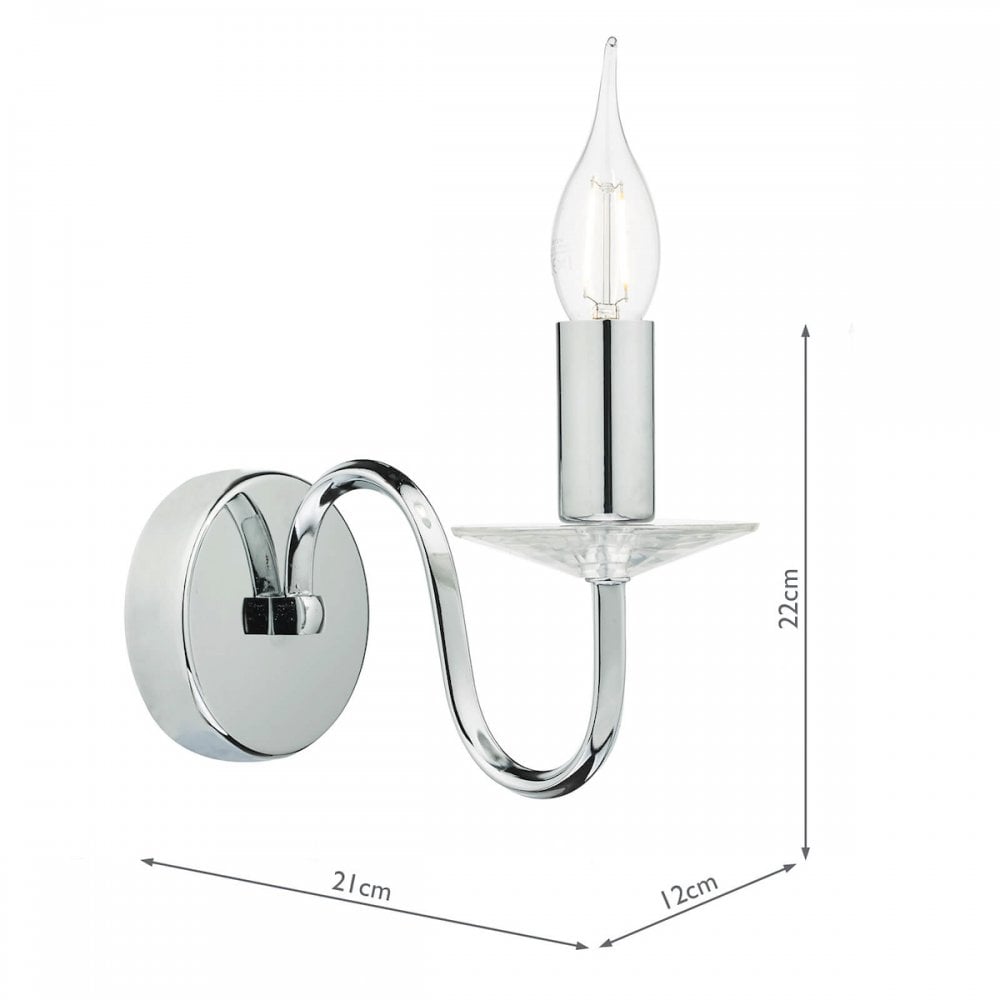 Dar PIQ0750 Pique Wall Light Polished Chrome And Clear Crystal Detail