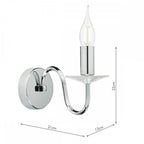 Dar PIQ0750 Pique Wall Light Polished Chrome And Clear Crystal Detail