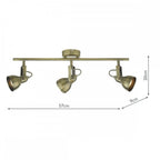 Dar FOT7375 Fothergill 3 Light Bar Spotlight Antique Brass