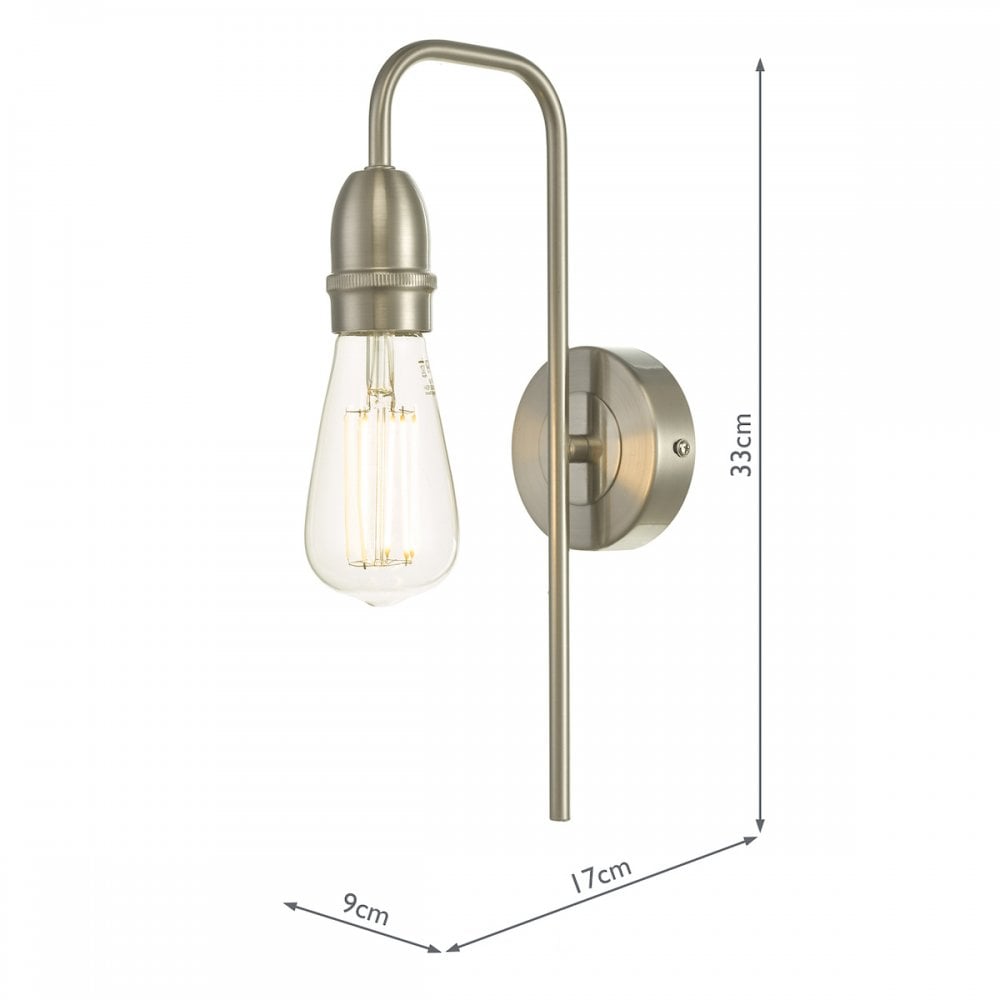 Dar KIE0746 Kiefer Wall Light Satin Chrome