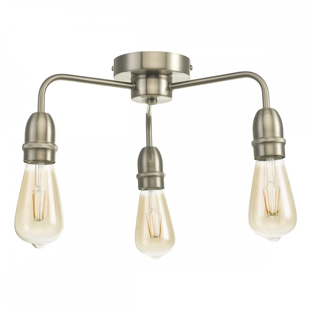 Dar KIE5346 Kiefer 3 Light Flush Satin Chrome