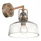 Dar MIL0764 Miles Wall Light Antique Copper Smoked Glass