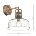 Dar MIL0764 Miles Wall Light Antique Copper Smoked Glass