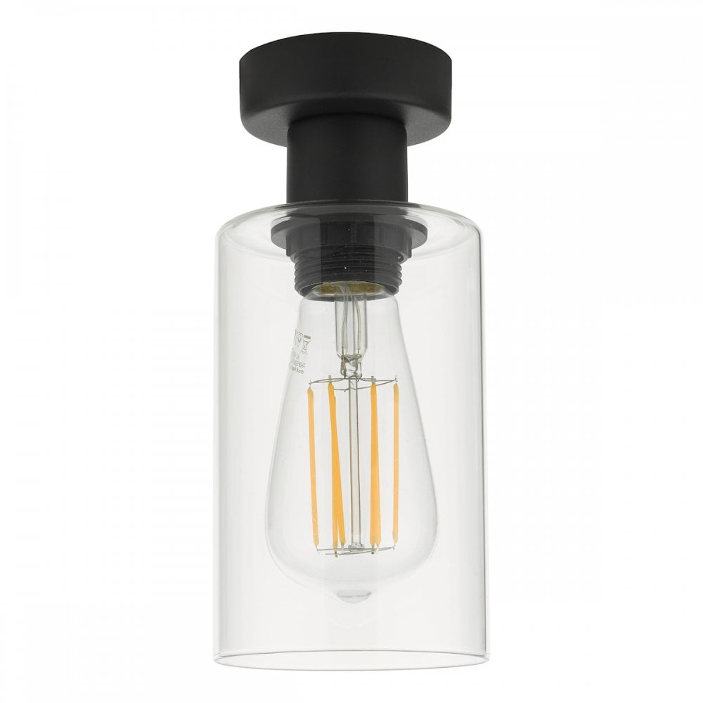 Dar MIU0122 Miu 1 Light Flush Matt Black Glass