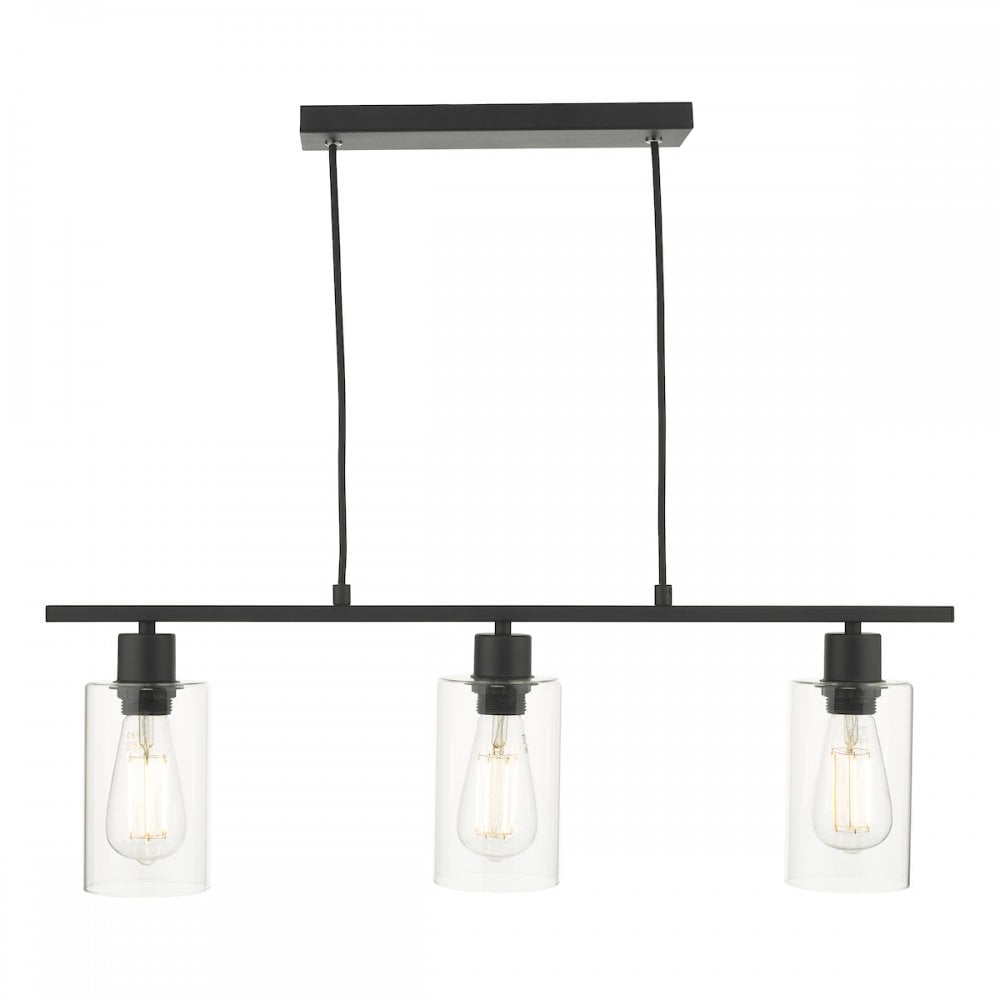 Dar MIU0322 Miu 3 Light Bar Matt Black Glass