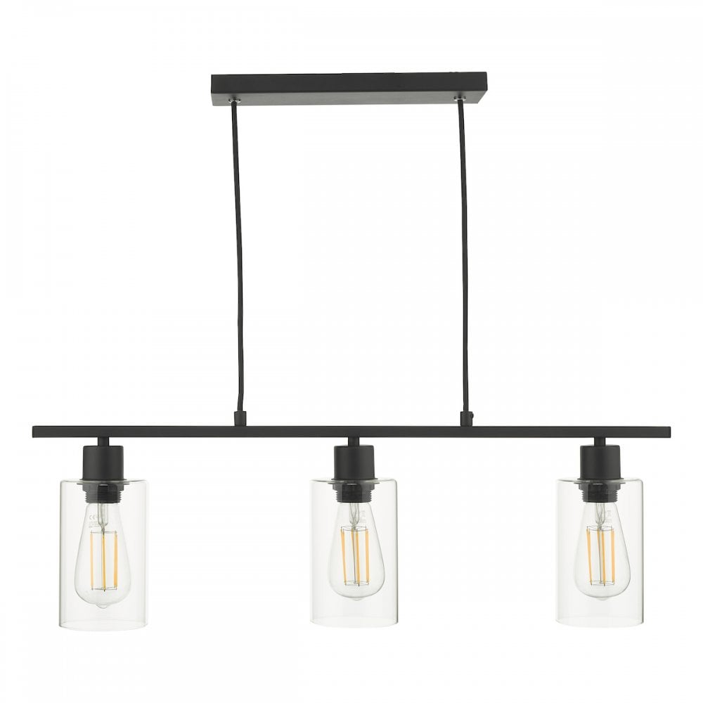 Dar MIU0322 Miu 3 Light Bar Matt Black Glass