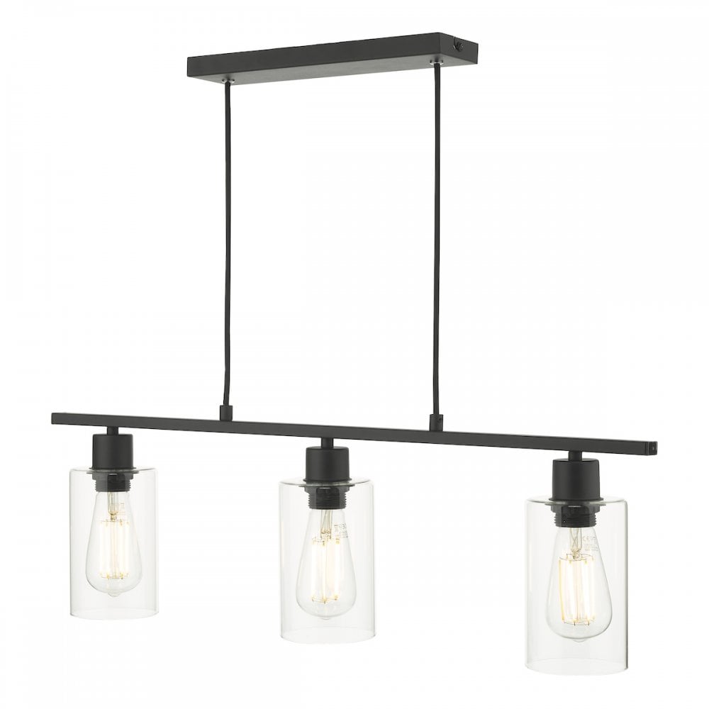 Dar MIU0322 Miu 3 Light Bar Matt Black Glass