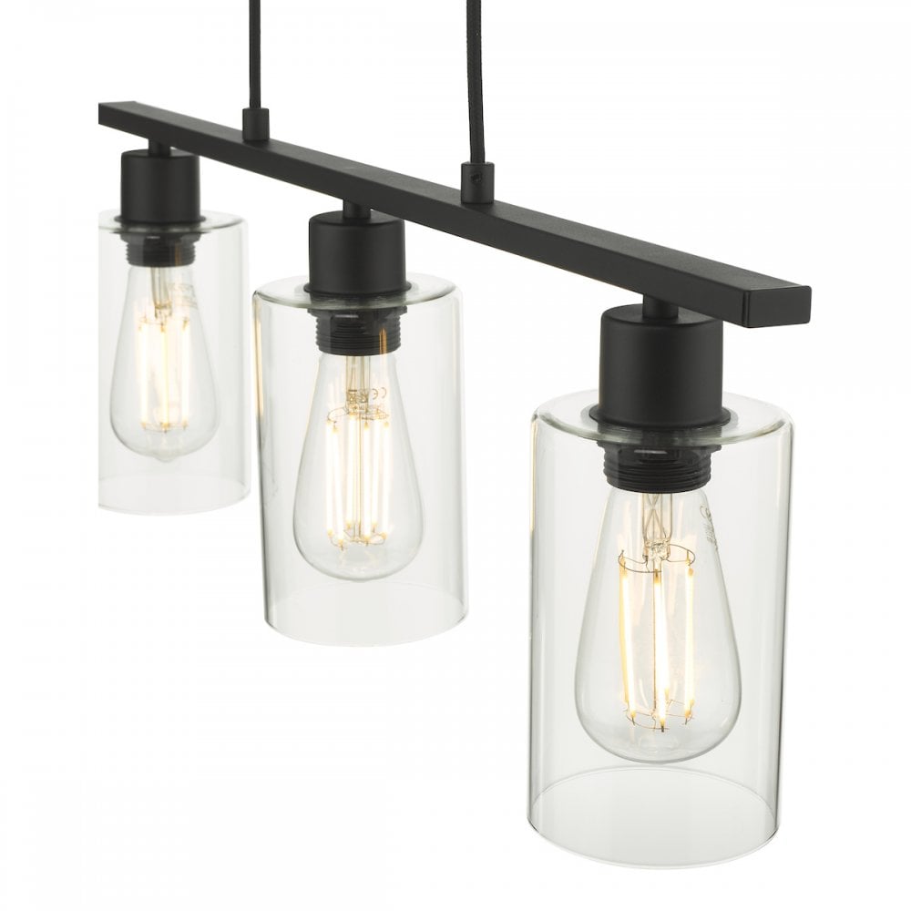 Dar MIU0322 Miu 3 Light Bar Matt Black Glass