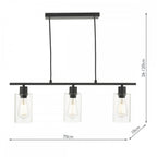 Dar MIU0322 Miu 3 Light Bar Matt Black Glass