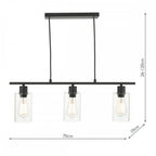 Dar MIU0322 Miu 3 Light Bar Matt Black Glass