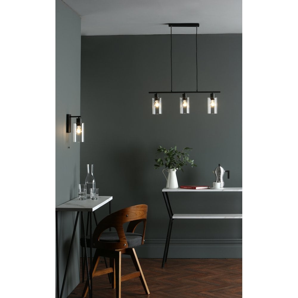 Dar MIU0722 Miu Wall Light Matt Black Glass