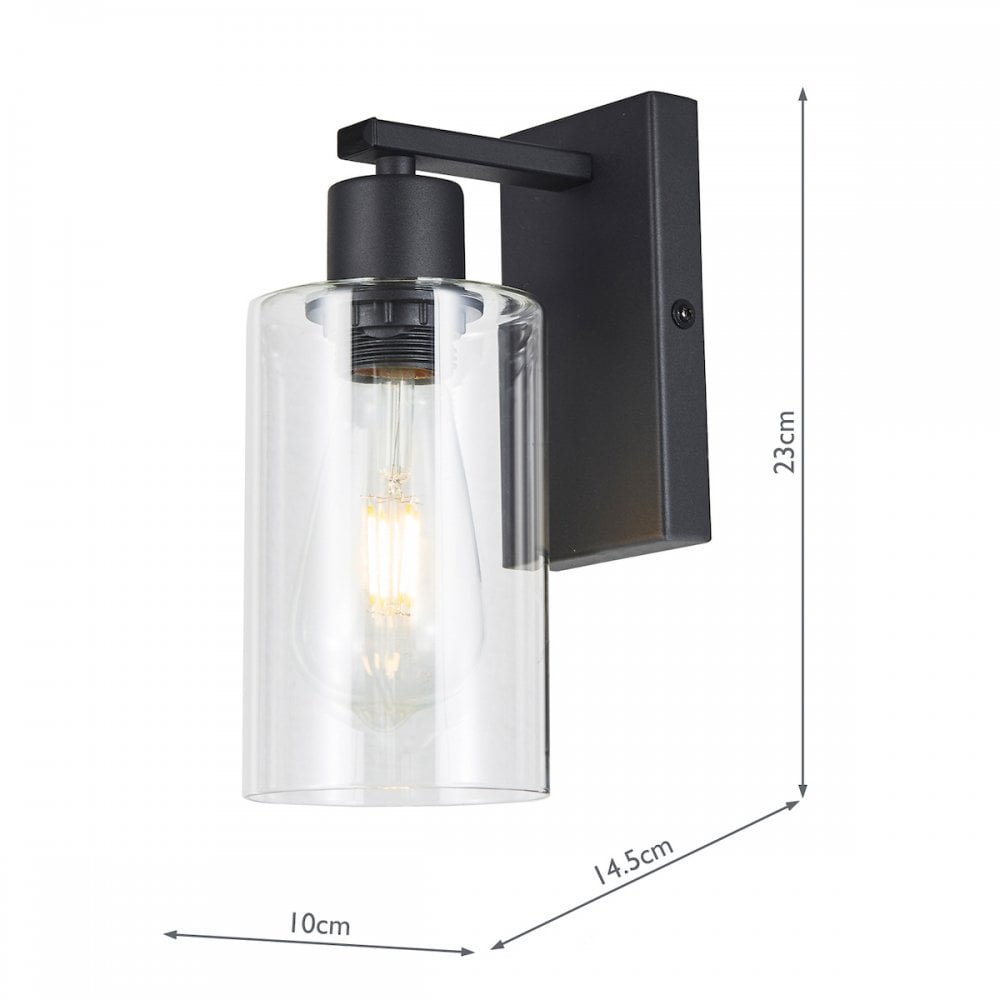 Dar MIU0722 Miu Wall Light Matt Black Glass