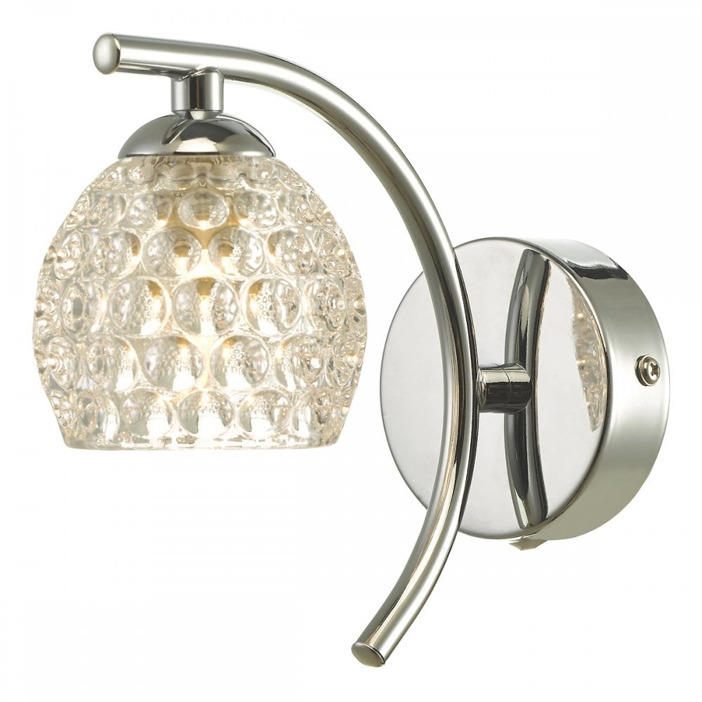 Dar NAK0750-06 Nakita Wall Light Polished Chrome With Dimpled Glass