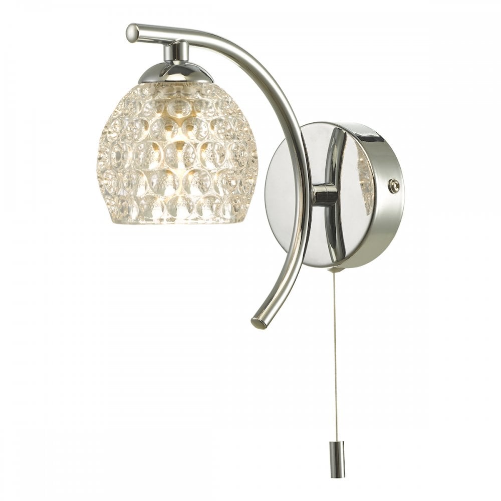 Dar NAK0750-06 Nakita Wall Light Polished Chrome With Dimpled Glass